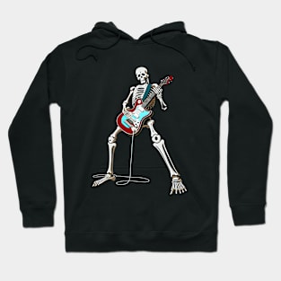 Skeleton Guitar Player, Playing Rock And Roll, Heavy Metal band T-Shirt Hoodie